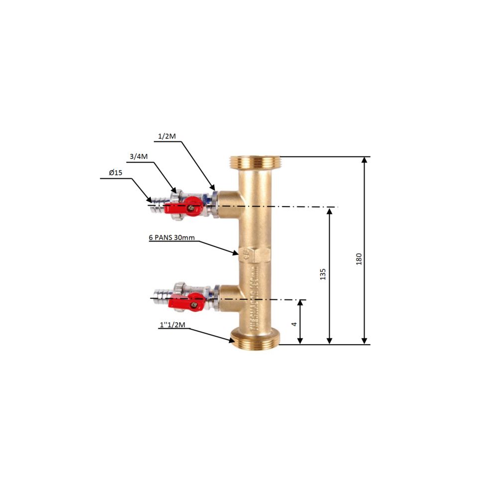 Manchette de Rinçage entraxe 180 mm avec 2 Vannes + Tétine