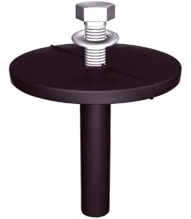 Cheville Dimibruit M10 avec vis et rondelles. Elles permettent la fixation d’équipements tout en réduisant la transmission des v