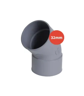 Coude à 45° PVC F-F Ø32mm gris