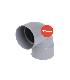 Coude à 90° PVC F-F Ø32mm gris
