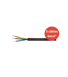 Câble électrique RO2V 50m - 5 câbles - 6mm²