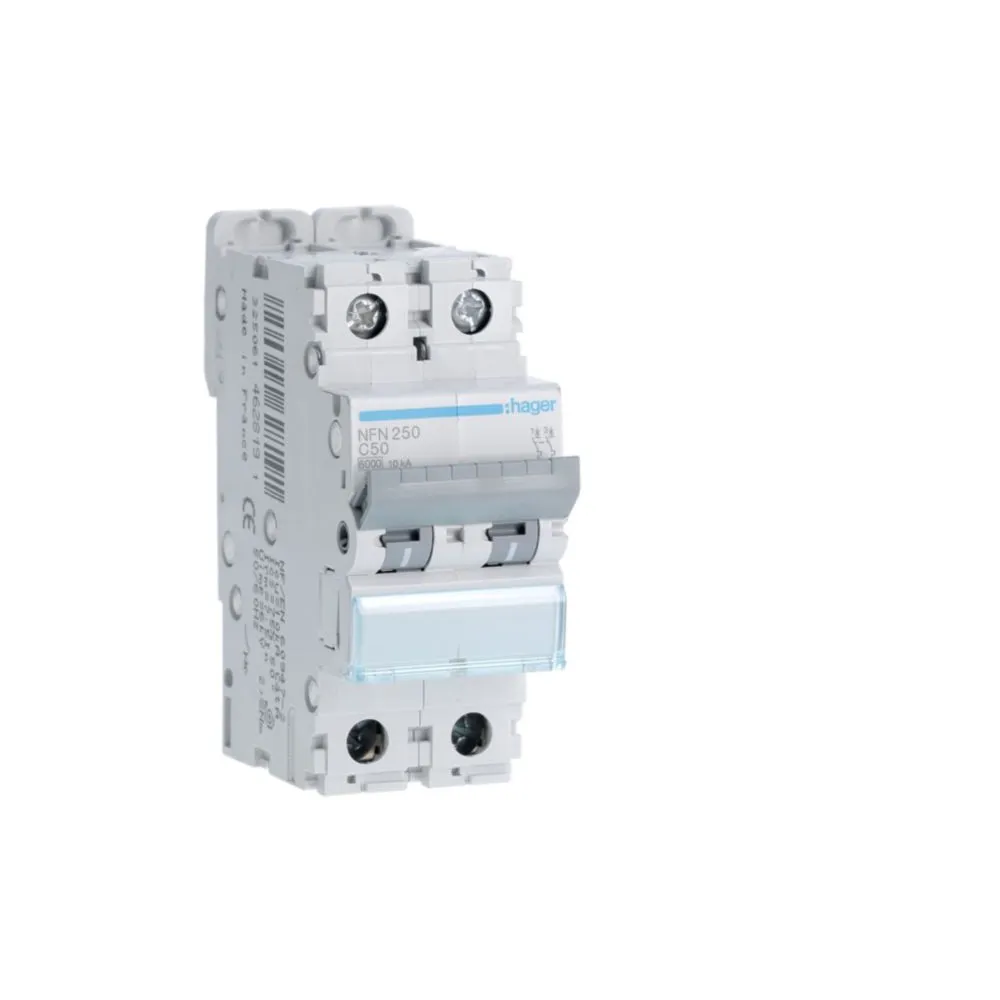 Disjoncteur Hager bi courbé - 50A