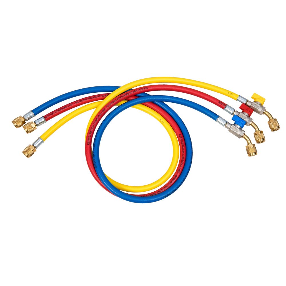 Set de 3 tuyaux de charge 1,5ml + vannes 45°